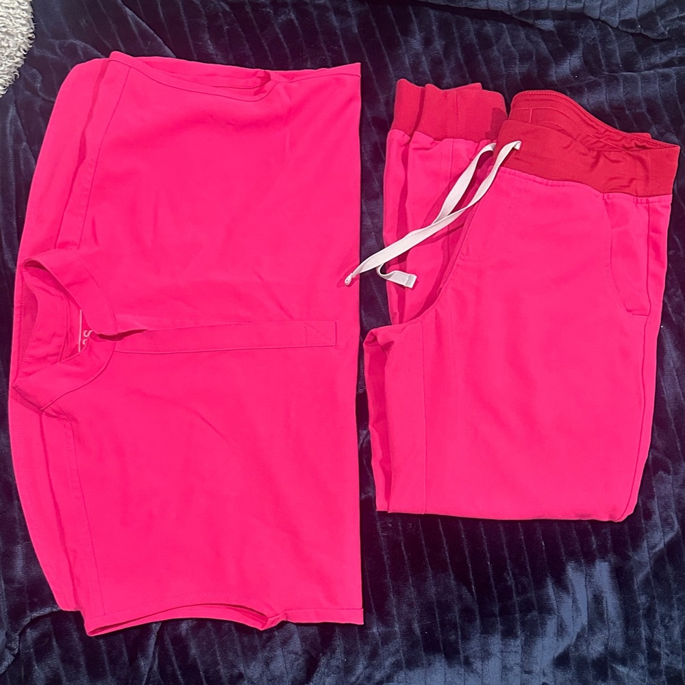 Figs scrub set Hot Pink XS top and SP pant